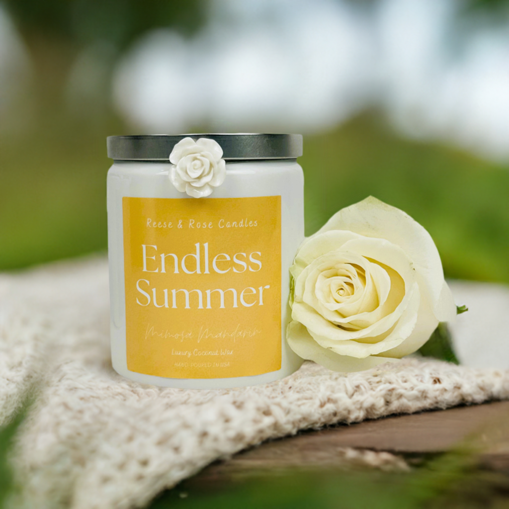 Reese & Rose Mimosa Mandarin Endless Summer coconut wax candle.