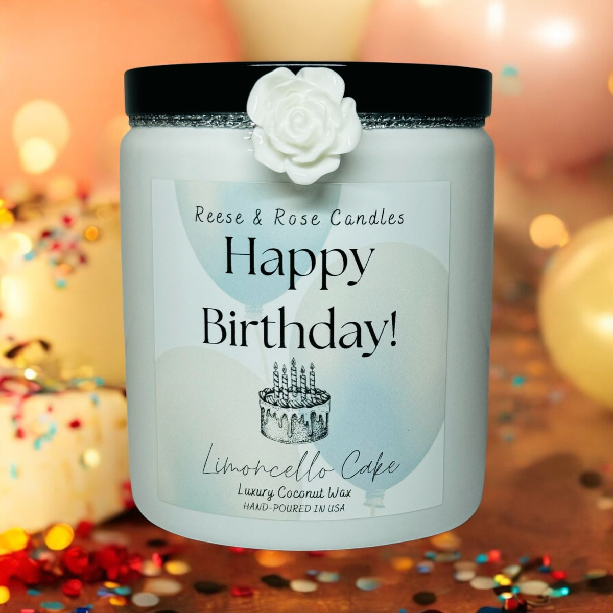 Reese & Rose Limoncello Cake Happy Birthday coconut wax candle.