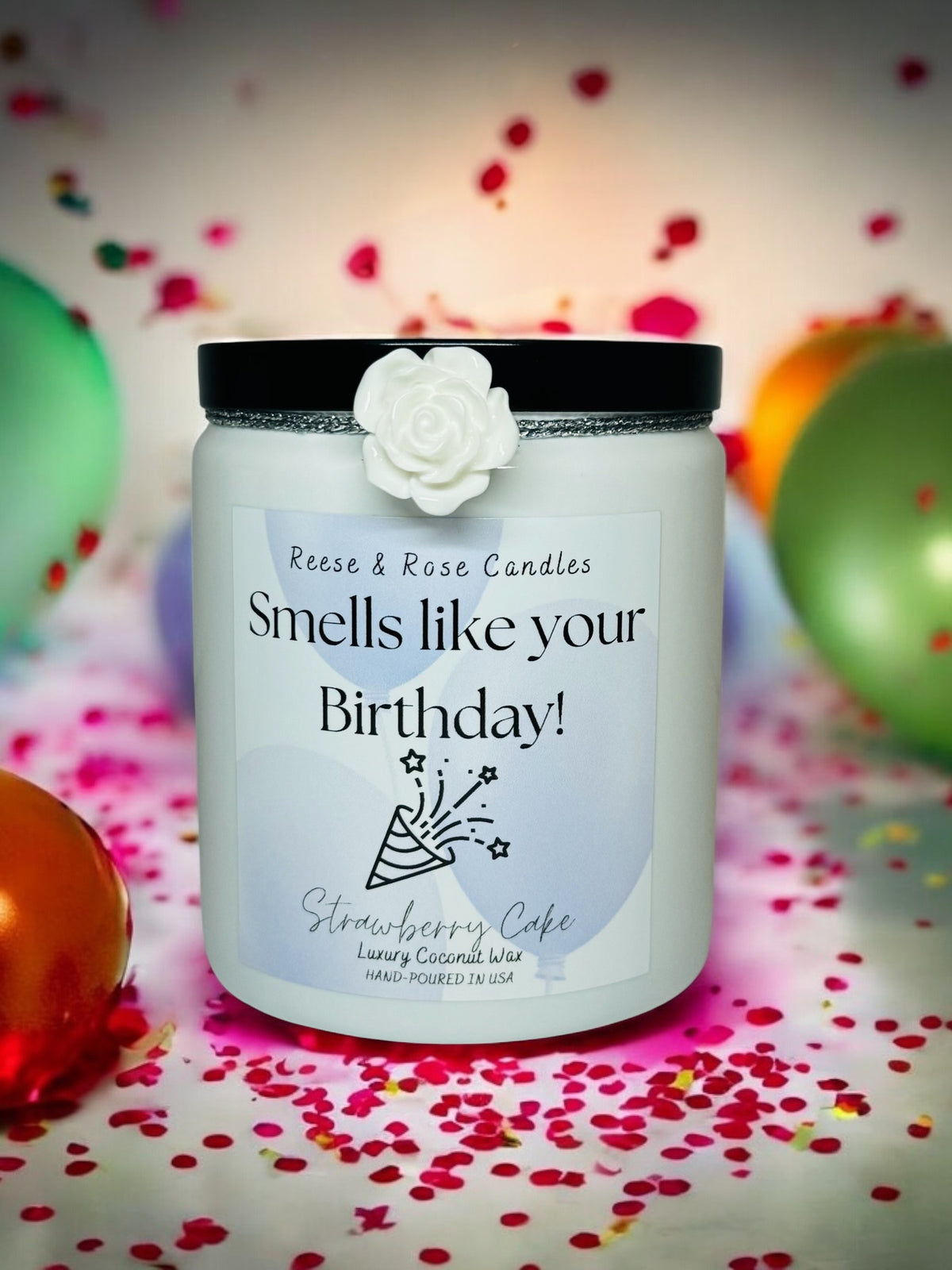 Reese & Rose Strawberry Cake Happy Birthday coconut wax candle.