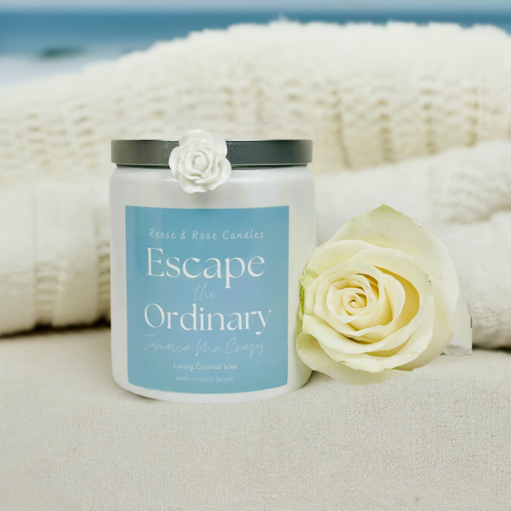 Reese & Rose Jamaica Me Crazy Escape the Ordinary coconut wax candle.