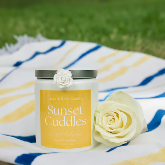 Reese & Rose Coastal Cottage Sunset Cuddles coconut wax candle.