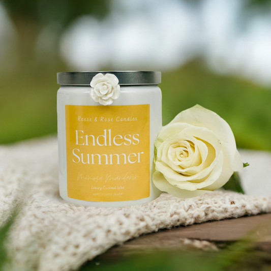 Reese & Rose Mimosa Mandarin Endless Summer coconut wax candle.